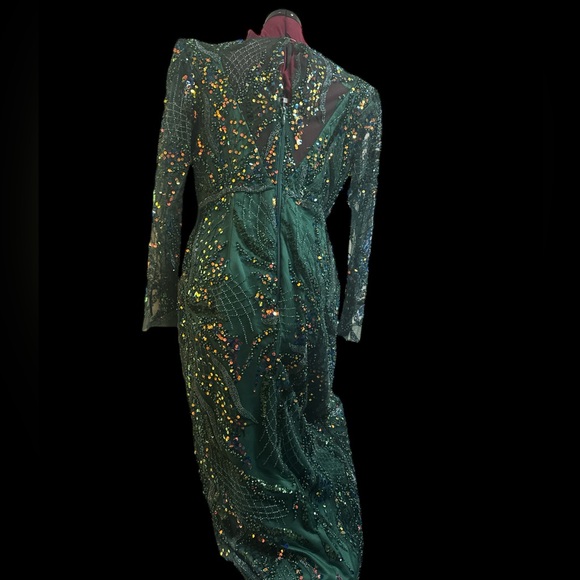 zana couture Dresses & Skirts - Women’s sophisticated dresses for special occasions .Green beaded fabric